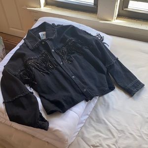 zara black fringe jacket